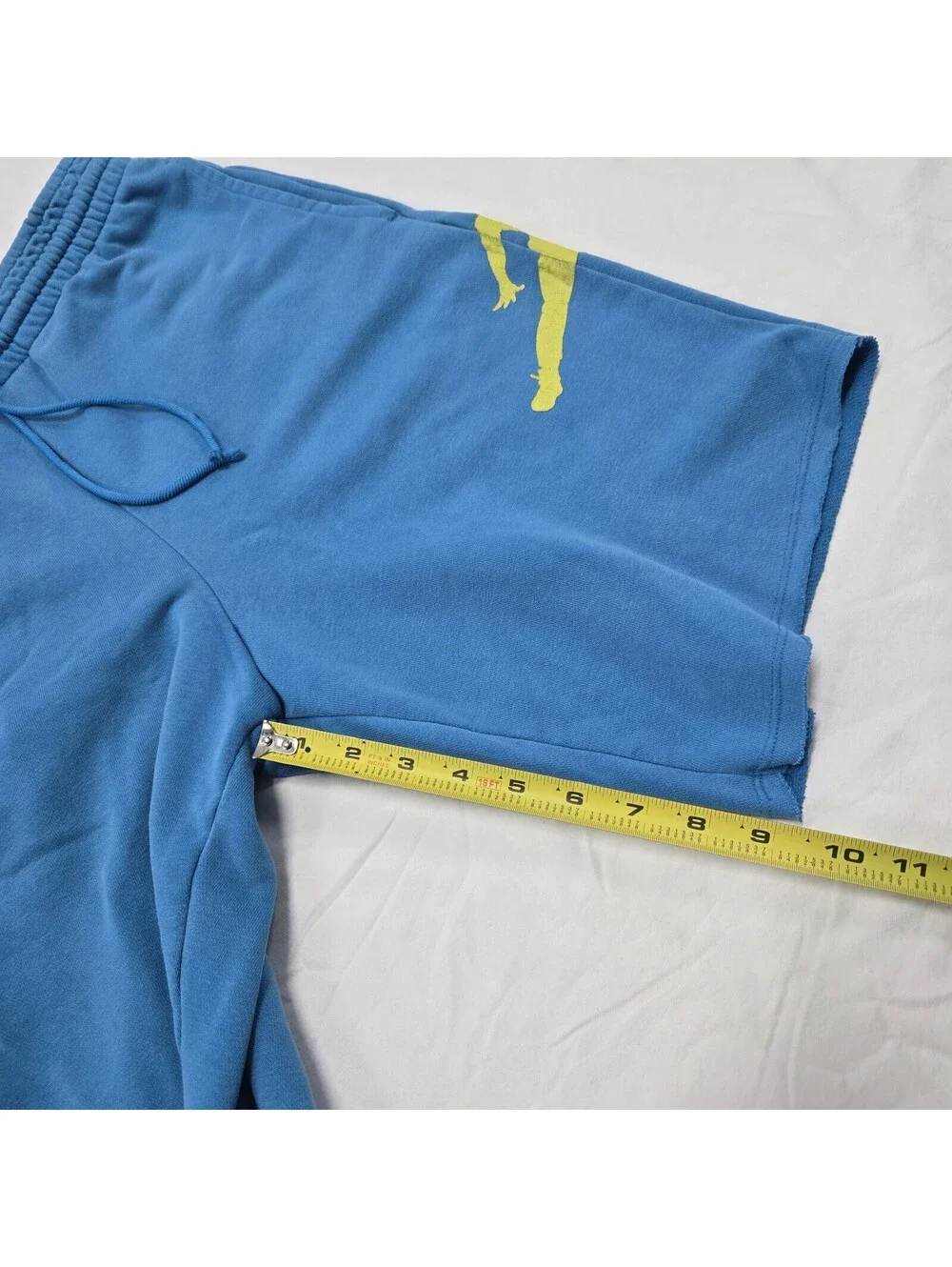 Size SMALL Mens Air Jordan Light Blue Fleece Sweat Shorts Yellow Jumpman Graphic